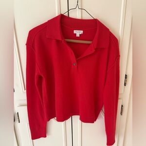 Anthropologie  The Jensen Cashmere Crop Polo Sweater by Pilcro